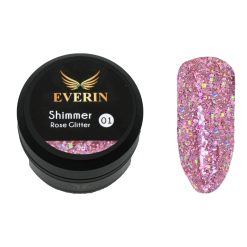 Gel color Shimmer Rose Glitter Everin 5ml- 01 - SRG-01 - Everin.ro-GELURI COLORATE ❤️ > GELURI COLOR EVERIN