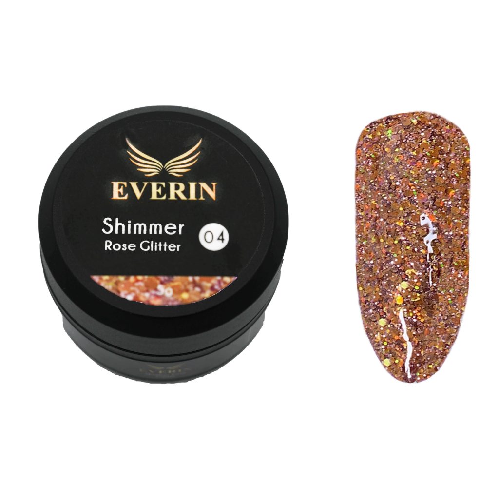 Gel color Shimmer Rose Glitter Everin 5ml- 04 - SRG-04 - Everin.ro-GELURI COLORATE ❤️ > GELURI COLOR EVERIN