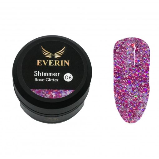 Gel color Shimmer Rose Glitter Everin 5ml- 06 - SRG-06 - Everin.ro-GELURI COLORATE ❤️ > GELURI COLOR EVERIN