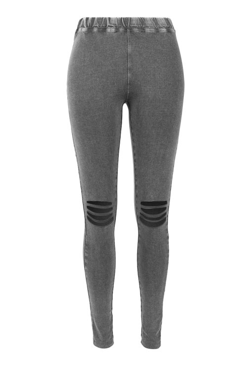 Jeggings cu rupturi decorative in zona genunchilor-FEMEI-IMBRACAMINTE/Salopete