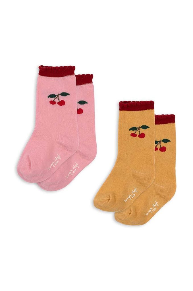 Konges Sløjd sosete copii JAQUARD FRILL SOCKS 2-pack culoarea roz