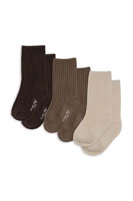 Konges Sløjd sosete copii RIB SOCKS 3-pack culoarea maro