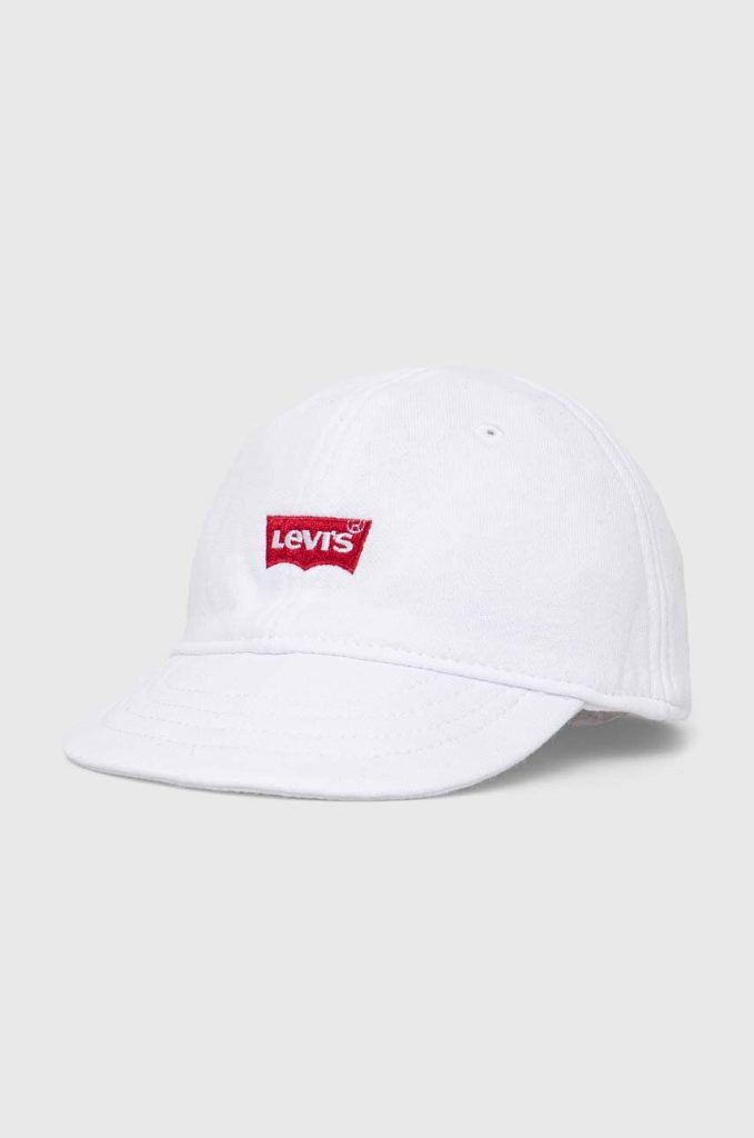 Levi's șapcă din bumbac pentru copii LAN LEVI'S BATWING SOFT CAP culoarea alb