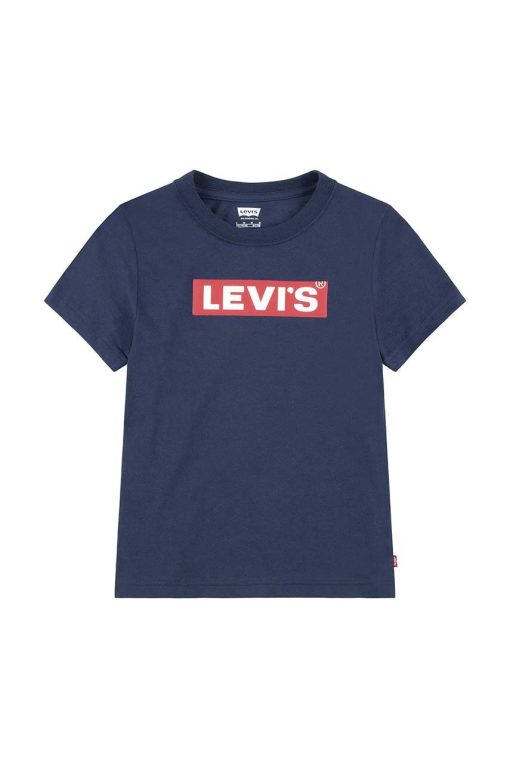 Levi's tricou copii BOXTAB TEE culoarea albastru marin