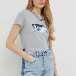 Levi's tricou din bumbac culoarea gri-Tricouri