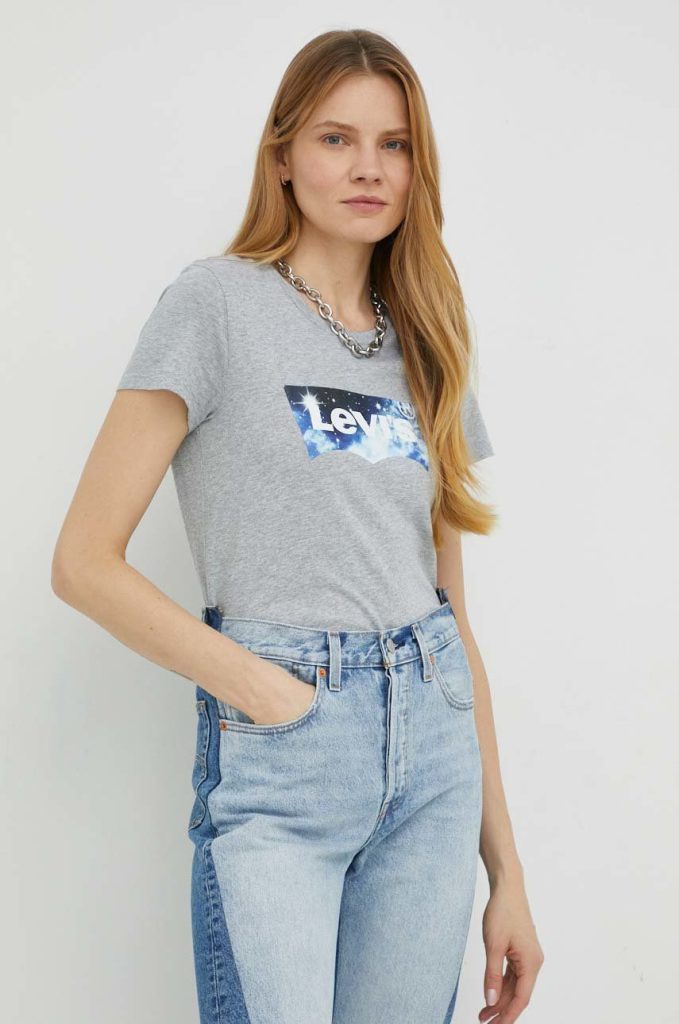 Levi's tricou din bumbac culoarea gri-Tricouri