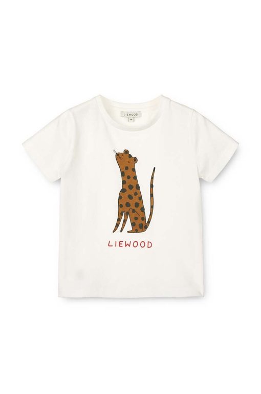 Liewood tricou din bumbac pentru bebelusi Apia Baby Placement Shortsleeve T-shirt culoarea bej