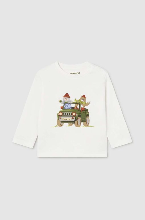 Mayoral longsleeve din bumbac pentru bebeluși culoarea bej