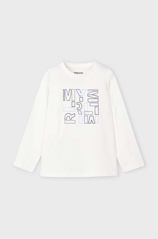 Mayoral longsleeve din bumbac pentru copii culoarea bej