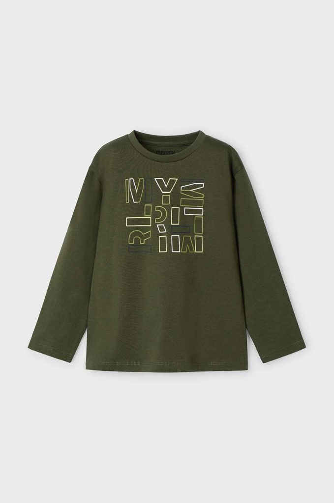 Mayoral longsleeve din bumbac pentru copii culoarea verde