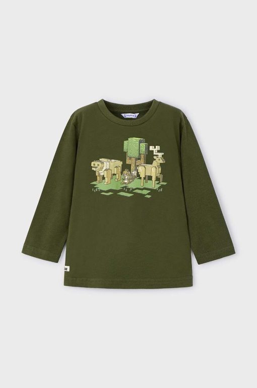 Mayoral longsleeve din bumbac pentru copii culoarea verde