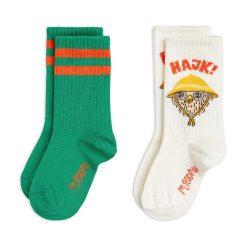 Mini Rodini șosete copii 2-pack 2-pack Hike culoarea verde-Îmbrăcăminte