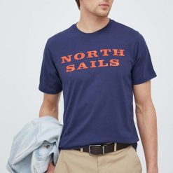 North Sails tricou din bumbac culoarea albastru marin