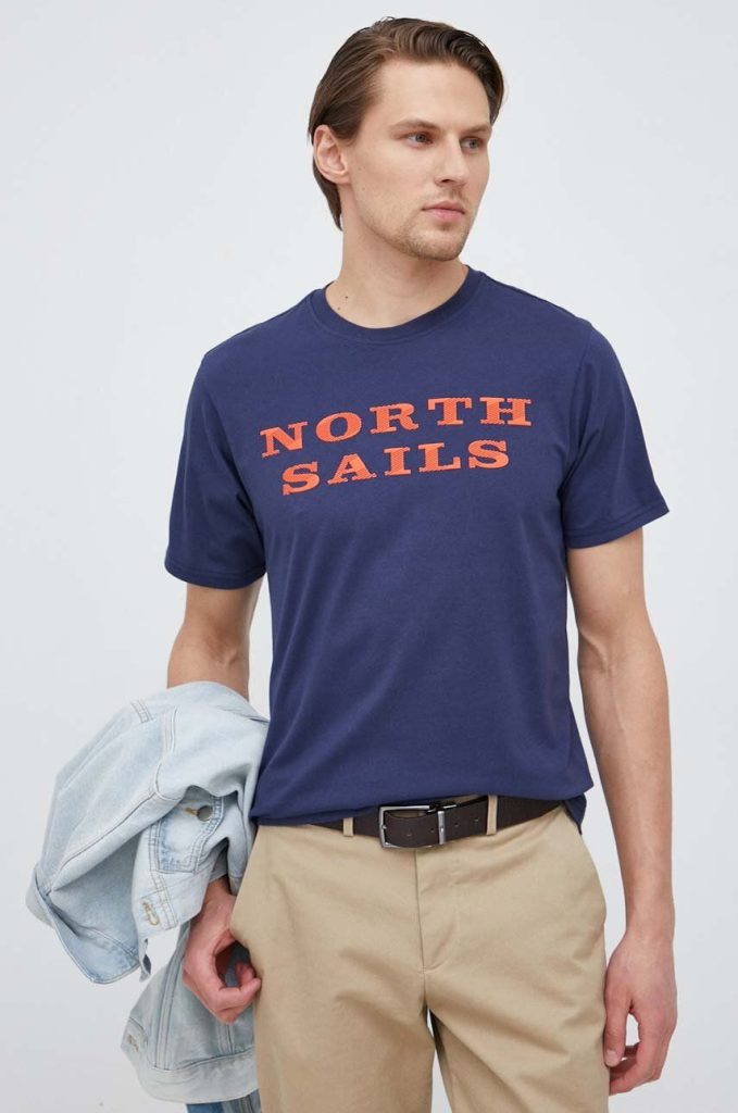 North Sails tricou din bumbac culoarea albastru marin