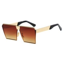 Ochelari de soare Rectangular Plat Oglinda Maro - Auriu-FEMEI-GENTI SI ACCESORII/Ochelari de soare