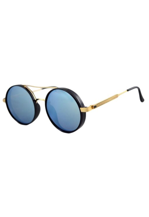 Ochelari de soare Rotunzi Bleu Oglinda cu Auriu-BARBATI-GENTI SI ACCESORII/Ochelari de soare