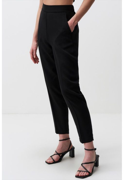 Pantaloni conici crop din tencel-FEMEI-IMBRACAMINTE/Pantaloni si colanti