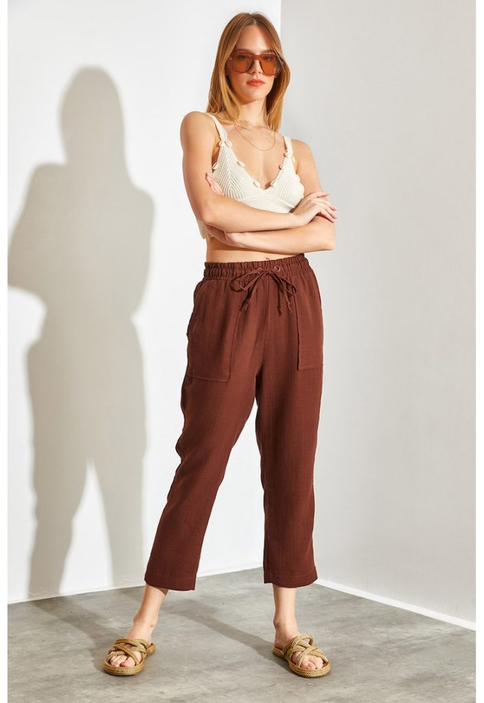 Pantaloni crop cu talie inalta-FEMEI-IMBRACAMINTE/Pantaloni si colanti