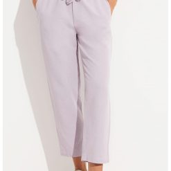 Pantaloni crop din amestec de in-FEMEI-IMBRACAMINTE/Pantaloni si colanti