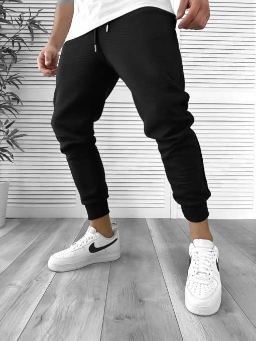 Pantaloni de trening negri conici k041 O2-4.3-Pantaloni > Pantaloni de trening