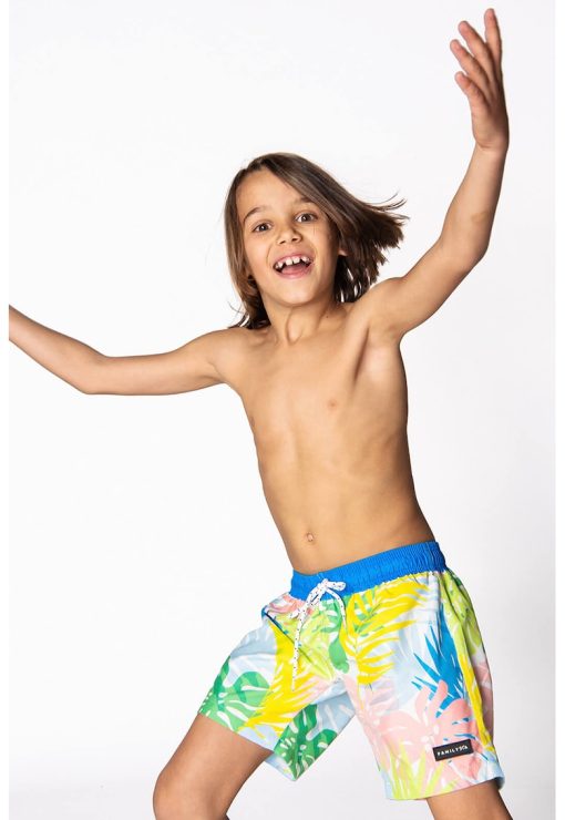 Pantaloni scurti de baie cu model tropical-BAIETI-IMBRACAMINTE/Costume de baie