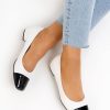 Pantofi cu toc mic Erias albi-Pantofi cu toc gros-Pantofi cu toc mic