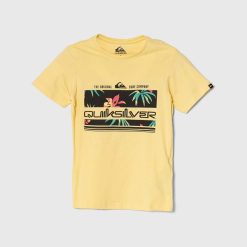 Quiksilver tricou de bumbac pentru copii TROPICALRAINYTH culoarea galben