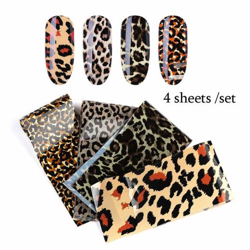 SET 4 FOLII DE TRANSFER 4X20CM LEOPARD - FT-S4 - Everin.ro-NAIL ART ❤️ > Folii de transfer