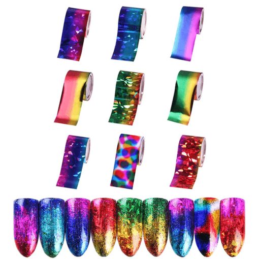 SET 9 FOLII TRANSFER 20 CM/FOLIE - FT-S9 - Everin.ro-NAIL ART ❤️ > Folii de transfer