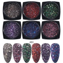 Sclipici si paiete set 6 culori SYG-2 - SYG-2 - Everin.ro-NAIL ART ❤️ > Sclipici- Paiete- Confetti