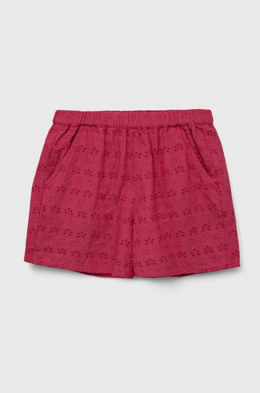 Sisley pantaloni scurți din bumbac pentru copii culoarea roz