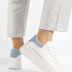 Sneakers cu platformă Velena albi-Sneakers dama-Sneakers cu platforma