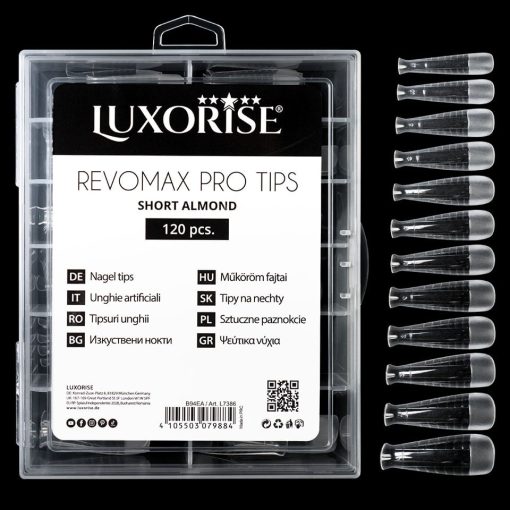 Tipsuri Reutilizabile REVOMAX PRO TIPS LUXORISE Short Almond pentru Polygel si gel