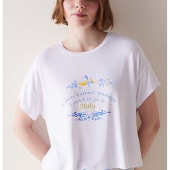 Tricou de pijama cu imprimeu-FEMEI-IMBRACAMINTE/Pijamale si halate de baie