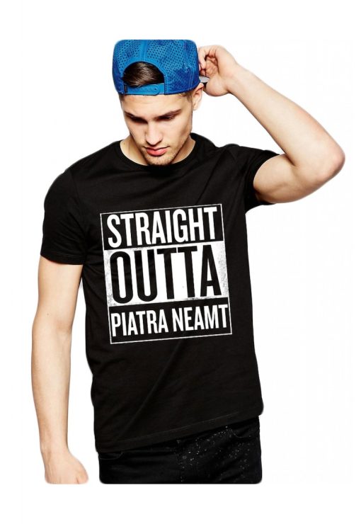 Tricou negru barbati - Straight Outta Piatra Neamt-BARBATI-IMBRACAMINTE/Tricouri si maiouri