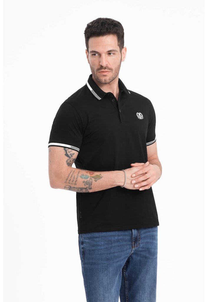 Tricou polo cu benzi constrastante-BARBATI-IMBRACAMINTE/Tricouri si maiouri