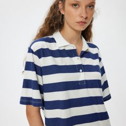 Tricou polo lejer cu dungi-FEMEI-IMBRACAMINTE/Tricouri si maiouri