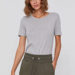 United Colors of Benetton Tricou din bumbac culoarea gri-Tricouri