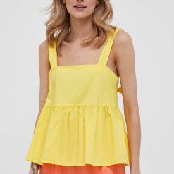 United Colors of Benetton bluza culoarea galben-Bluze subțiri şi cămăși