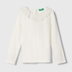 United Colors of Benetton longsleeve copii culoarea bej-Îmbrăcăminte