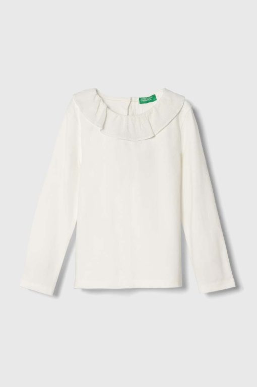 United Colors of Benetton longsleeve copii culoarea bej-Îmbrăcăminte