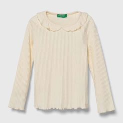 United Colors of Benetton longsleeve copii culoarea bej-Îmbrăcăminte