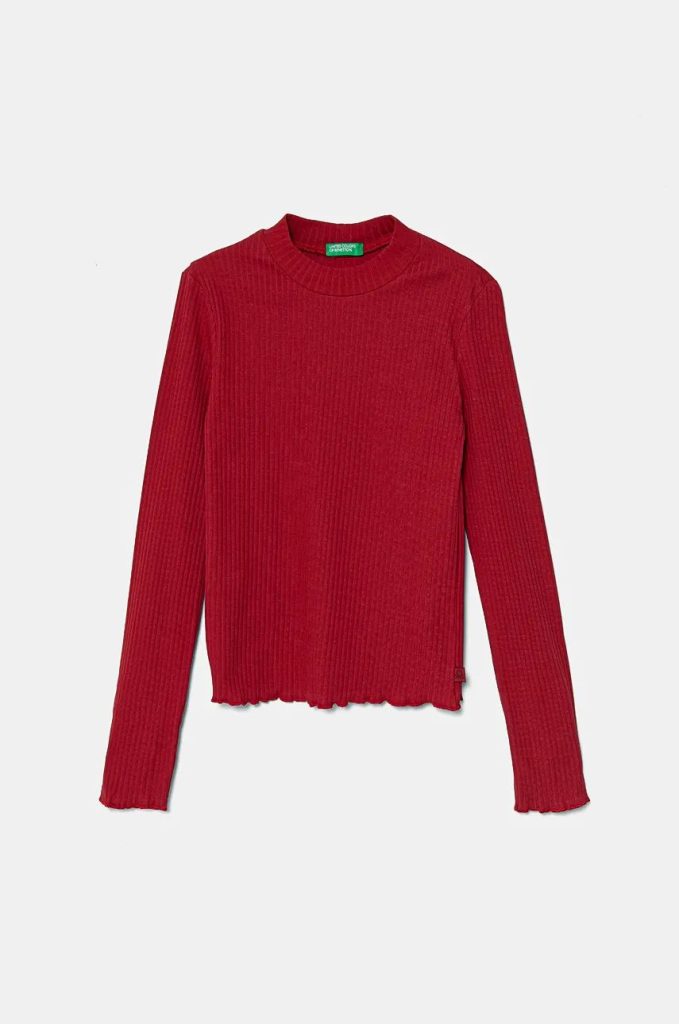 United Colors of Benetton longsleeve copii culoarea bordo