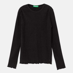 United Colors of Benetton longsleeve copii culoarea negru