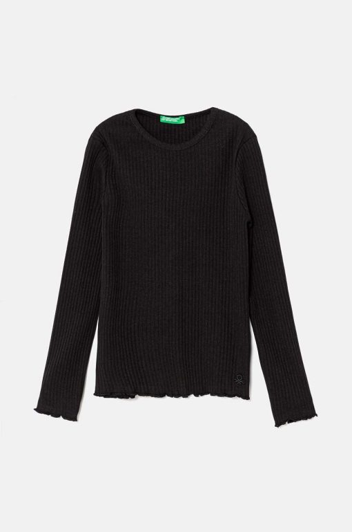 United Colors of Benetton longsleeve copii culoarea negru