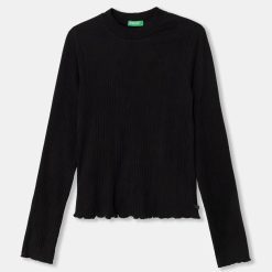 United Colors of Benetton longsleeve copii culoarea negru