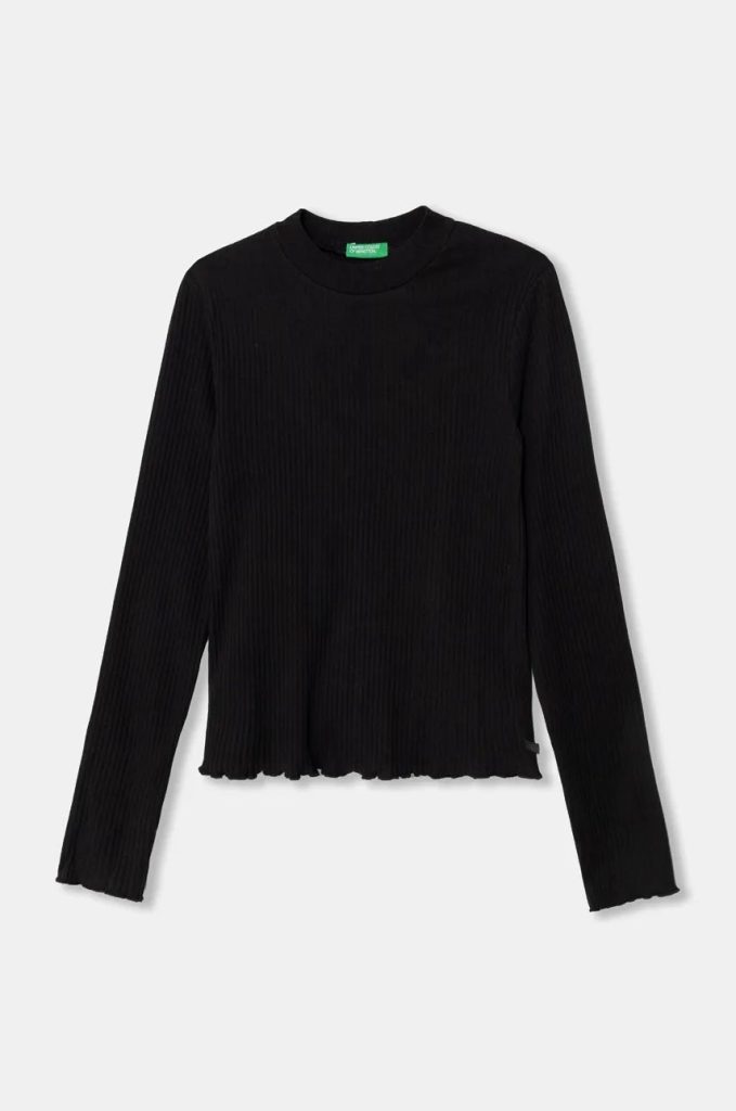 United Colors of Benetton longsleeve copii culoarea negru