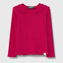 United Colors of Benetton longsleeve copii culoarea roz-Îmbrăcăminte