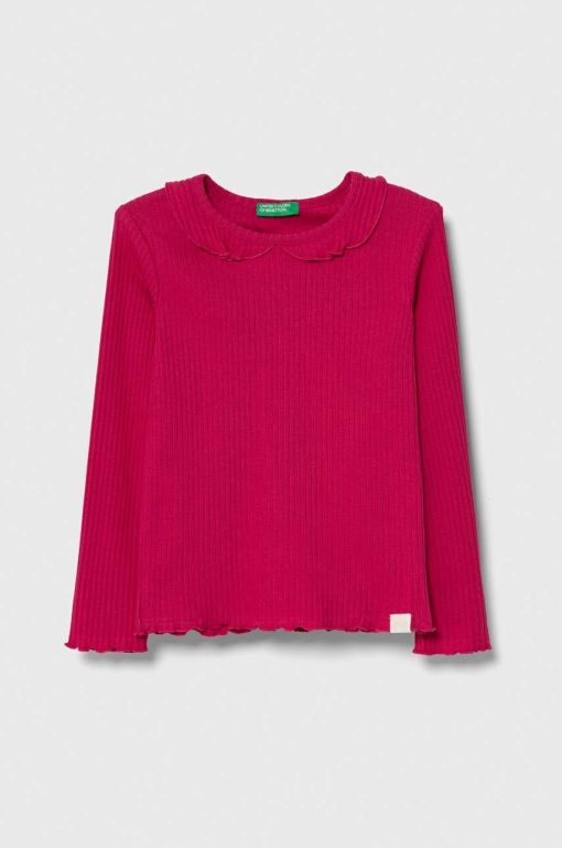 United Colors of Benetton longsleeve copii culoarea roz-Îmbrăcăminte