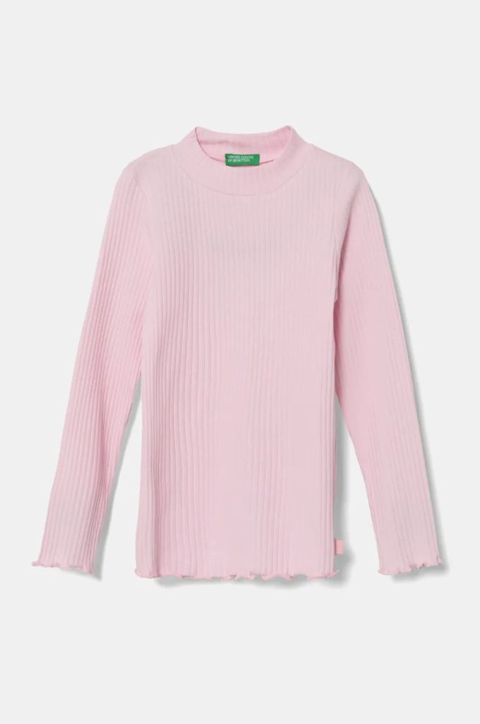 United Colors of Benetton longsleeve copii culoarea roz